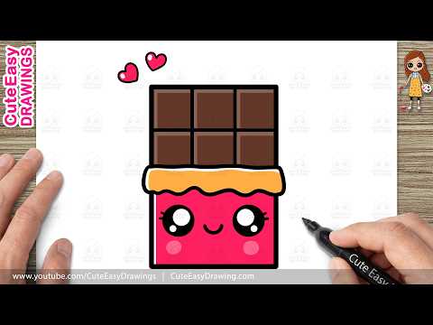Preview of How to Draw a Cute Chocolate Bar Easy Step by Step | Kawaii Chocolate Drawing for Kids and Toddlers!