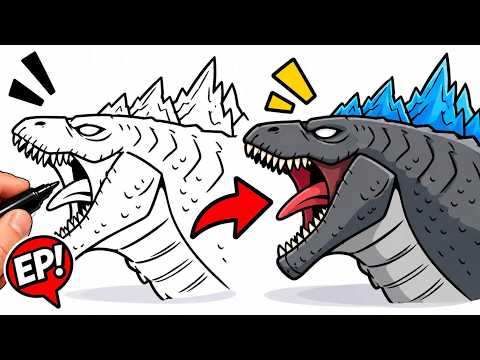 Preview of How to Draw Godzilla Step by Step for Beginners