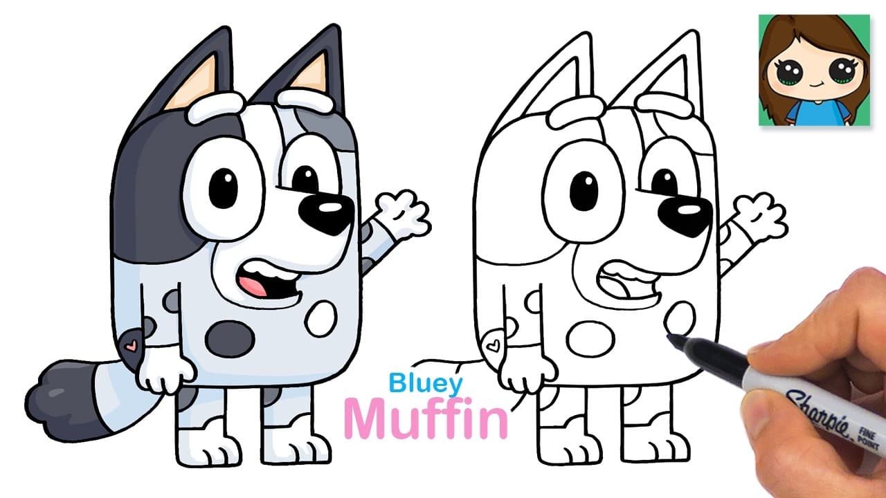 Preview of How to Draw Muffin Heeler Dog | Bluey