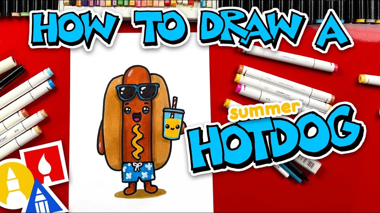 Preview of How To Draw A Funny Summer Hotdog