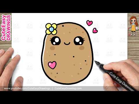 Preview of How to Draw a Cute Potato | Easy Kawaii Potato Drawing for Kids and Toddlers!