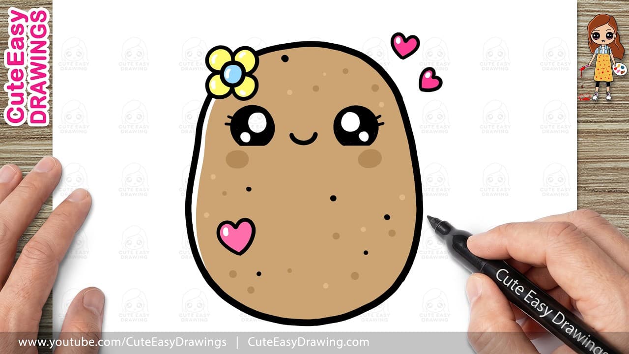 Preview of How to Draw a Cute Potato | Easy Kawaii Potato Drawing for Kids and Toddlers!