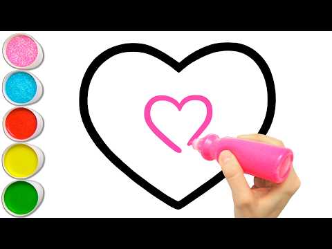 Preview of ❤️🧡💛 Heart Full of Love Drawing, Painting & Coloring | Mindful Art for Kids, Toddlers #430