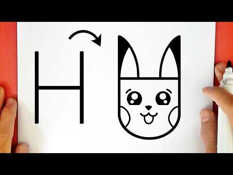 Preview of How to draw CUTE PIKACHU using LETTER H