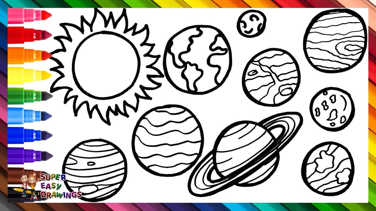Preview of Draw and Color the Solar System πβοΈπͺππ π Drawings for Kids
