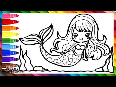 Preview of Draw and Color a Cute Mermaid π§ββοΈπππ Drawings for Kids