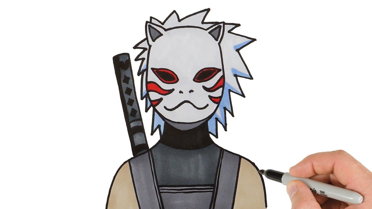 Preview of How to Draw Kakashi in Anbu Black Ops Mask | Step-by-Step Art Tutorial!