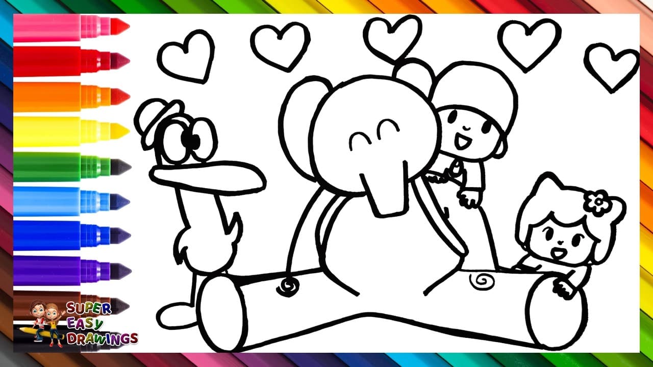 Preview of Draw And Color PocoyΓ³ And His Friends πΆππ§π¦ Drawings For Kids