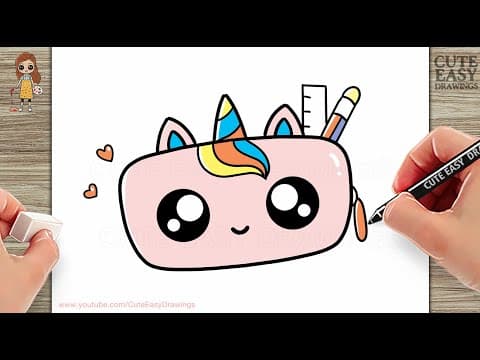 Preview of How to Draw a Cute Unicorn Pencil Bag - Easy Draw and Color Step by Step
