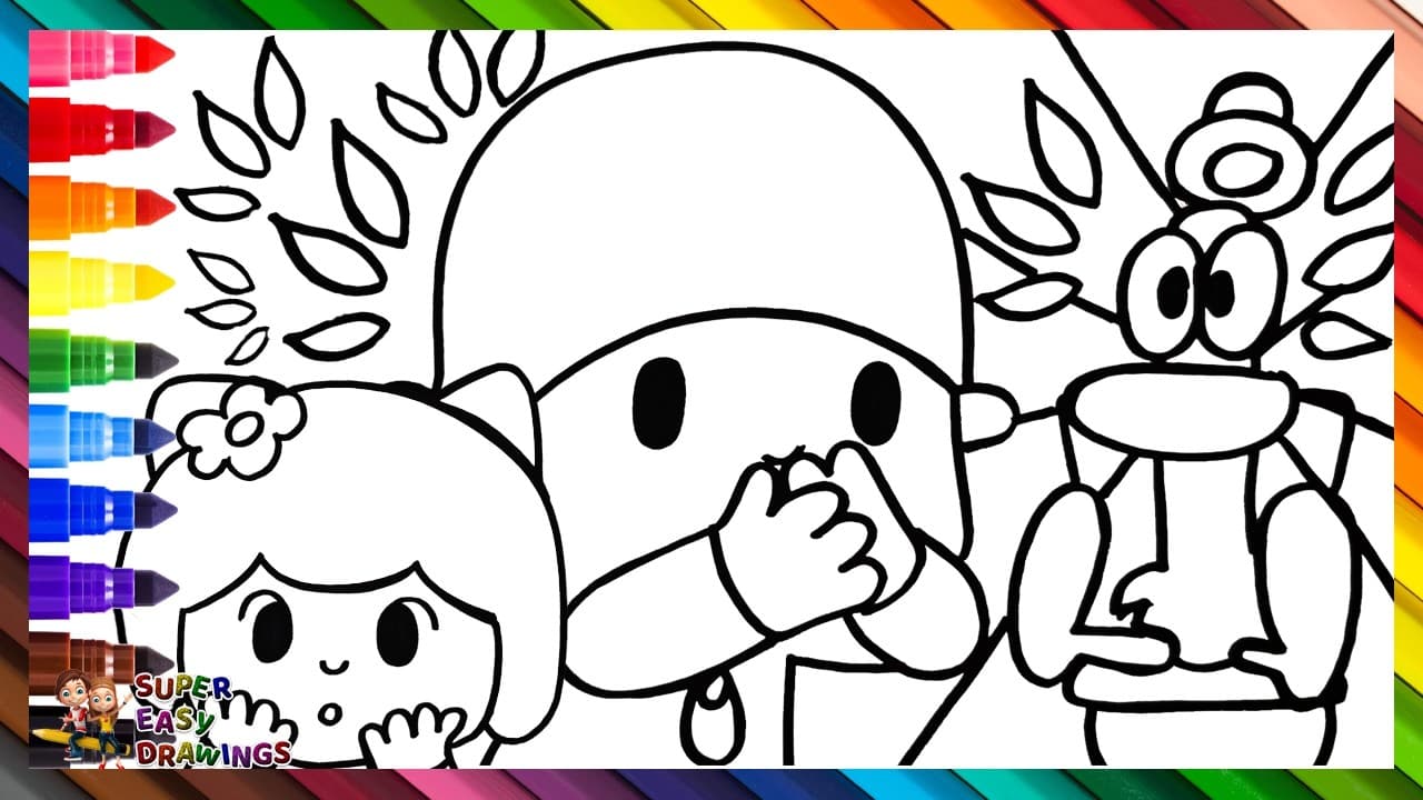Preview of Draw and Color PocoyΓ³ and His Friends in the Bathroom π½ πΆπ§π¦ Drawings for Kids
