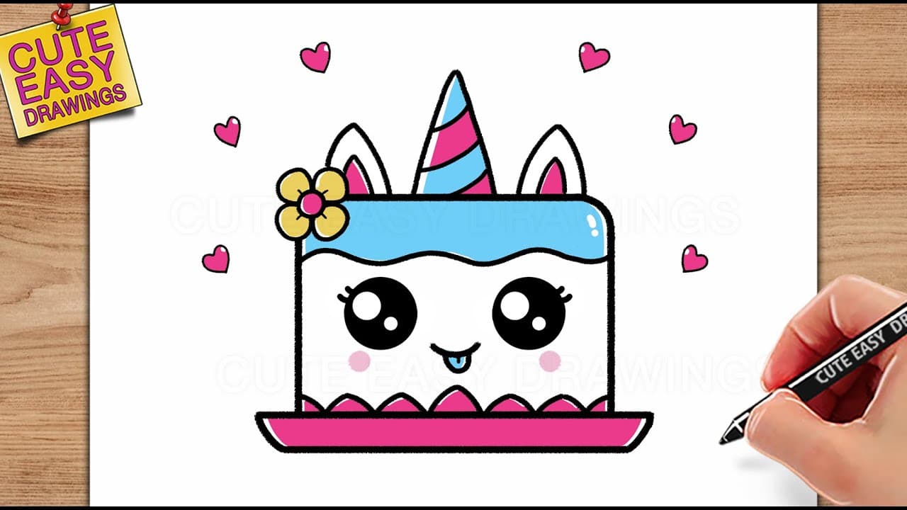 Preview of Unicorn Cake Drawing Easy Step by Step for KIDS