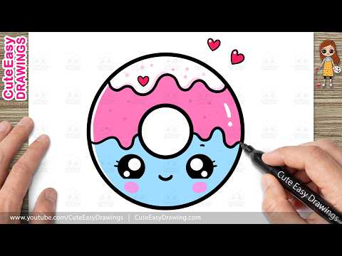 Preview of How to Draw a Cute Donut | Easy Kawaii Donut Drawing Step by Step for Kids and Toddlers!