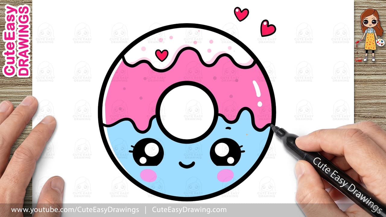 Preview of How to Draw a Cute Donut | Easy Kawaii Donut Drawing Step by Step for Kids and Toddlers!