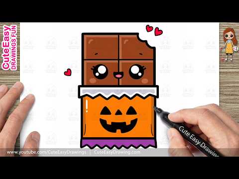 Preview of How to Draw Cute Halloween Chocolate Bar 🍫 | Easy Drawing for Kids