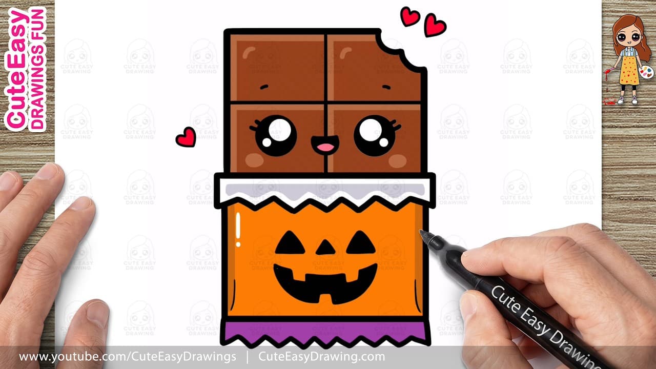 Preview of How to Draw Cute Halloween Chocolate Bar π« | Easy Drawing for Kids