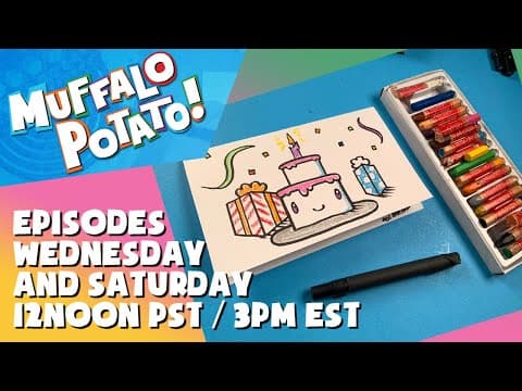 Preview of How To Draw BIRTHDAY PARTY CAKE with MUFFALO POTATO