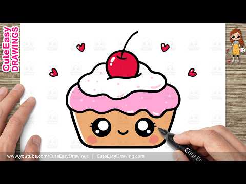 Preview of How to Draw a Cute Pie Easy Step-by-Step | Kawaii Cherry Pie Drawing Tutorial for Kids and Toddlers!