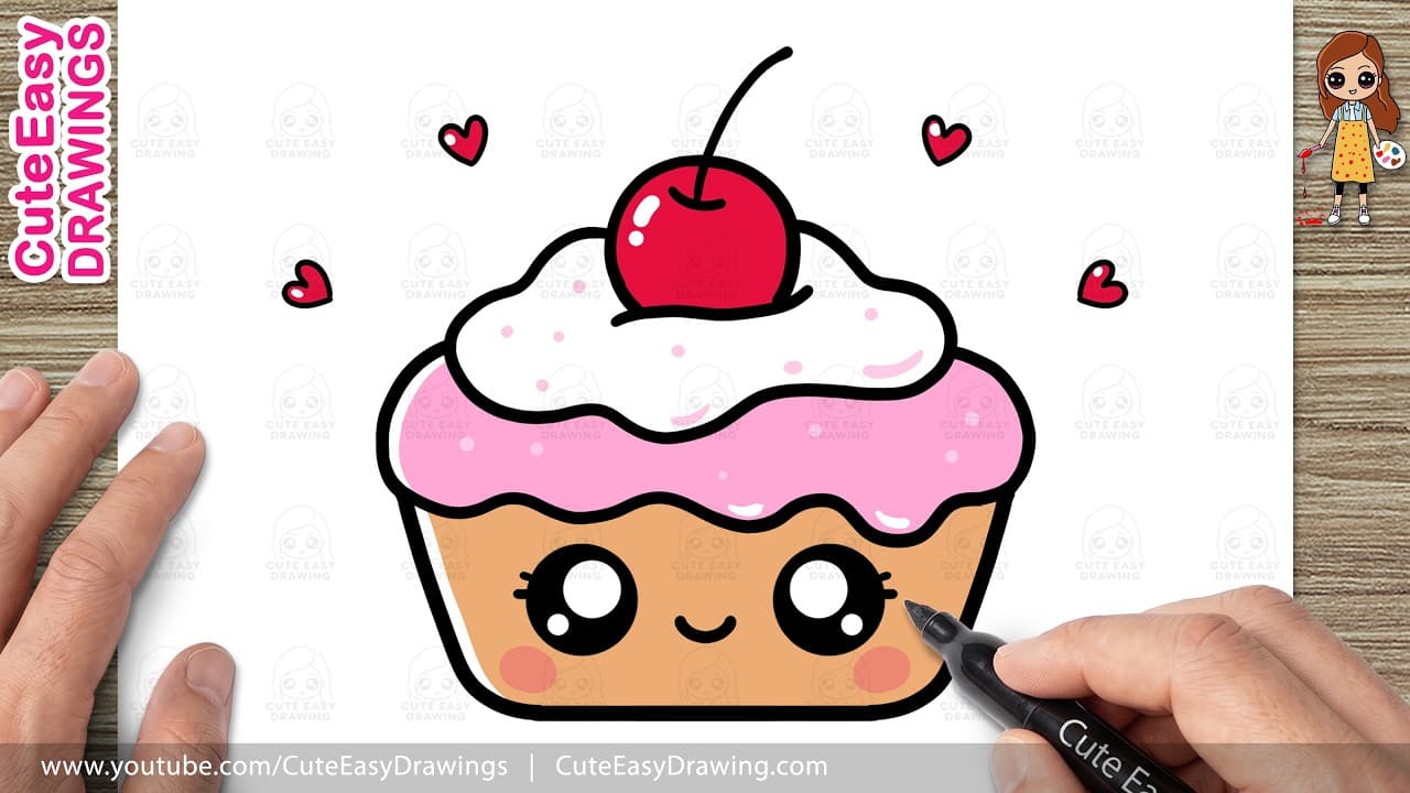 Preview of How to Draw a Cute Pie Easy Step-by-Step | Kawaii Cherry Pie Drawing Tutorial for Kids and Toddlers!