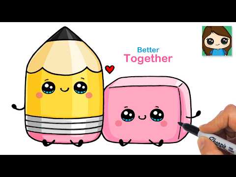 Preview of How to Draw a Pencil & Eraser | Hallmark Better Together | Cute School Supplies Art