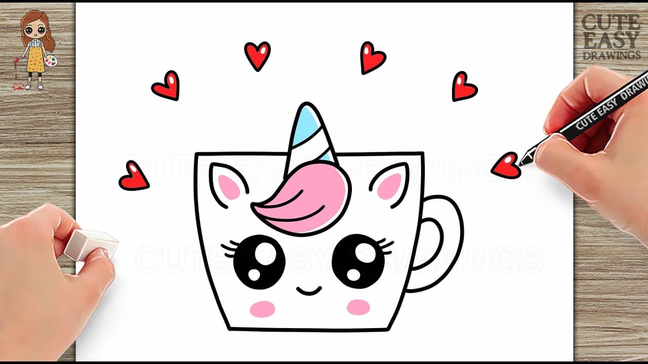 Preview of How to Draw Cute Unicorn Cup Step by Step Easy