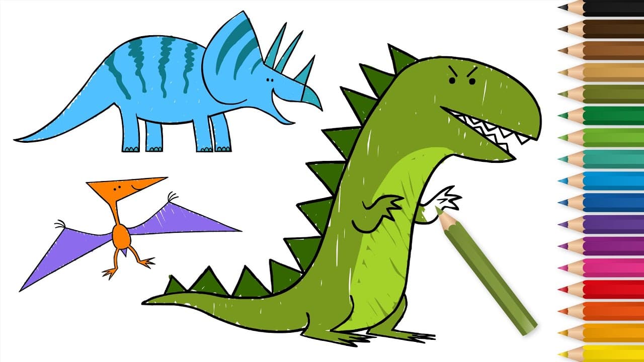 Preview of Learn How To Draw a Dilophosaurus, Pterodactyl, Stegosaurus + More Dinosaurs for Kids